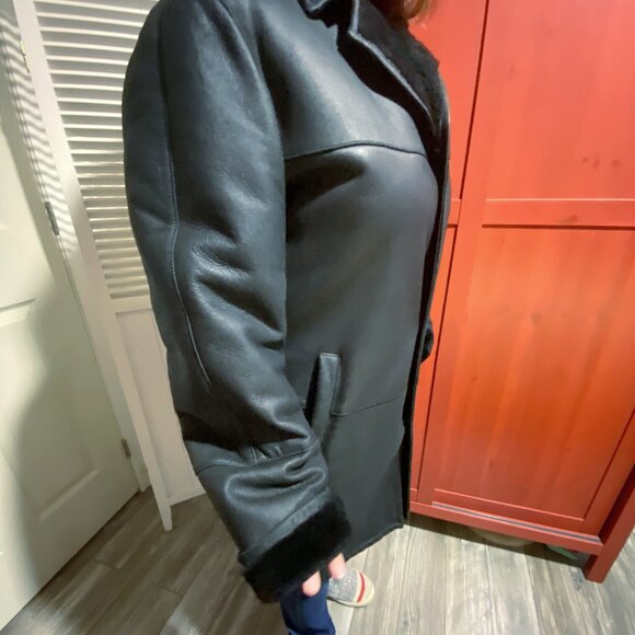 Lamb leather/shearlings (skin) coat in black - Picture 6 of 10